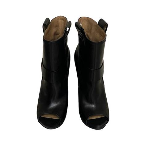 Jessica Simpson  'Light' Black Leather Harness Heeled Boots