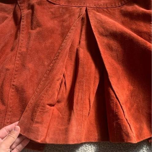 Coldwater Creek VTG Leather Suede Blazer Rusty Orange Jacket Boho Size L