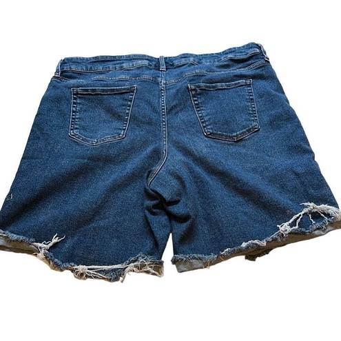 Ava & Viv  Women's Blue Dark Wash Distress Stretch Cuff Denim Shorts Size 18W