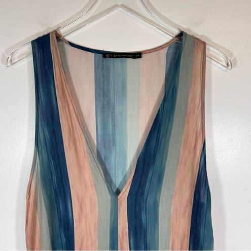 Vix Paula Hermanny  vertical striped Ombre tie dye v neck sleeveless blouse sz L