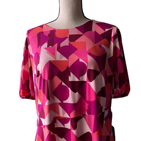 Donna Morgan NWT Nordstrom  Pink Geometric Print Dress Short Sleeve Size 18