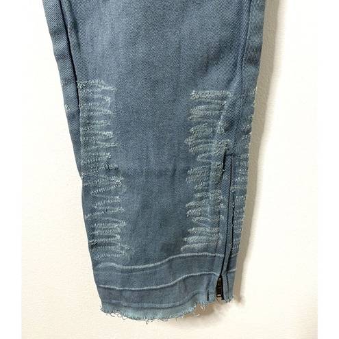 Umgee  USA Pull Up Jeggings Leggins Denim Elastic Waist Distressed Zip Sz XL