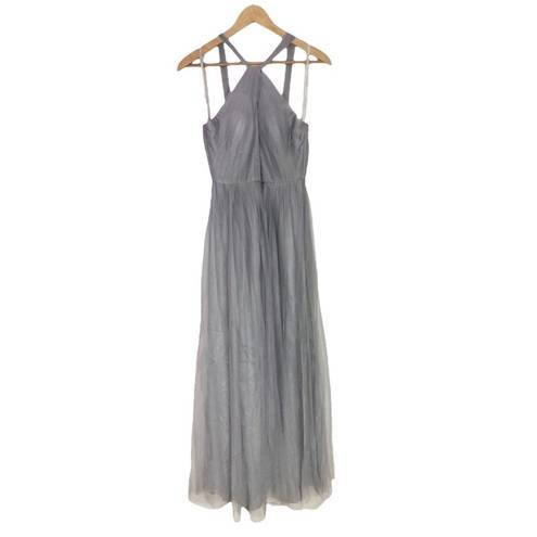 Donna Morgan  Crisscross High-Neck Bridesmaid Dress Prom Dress Gray Size US 4