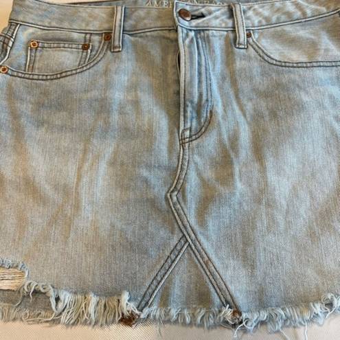 American Eagle  Womens Skirt SIze 10‎ Blue Denim Mini Distressed Mini Skirt