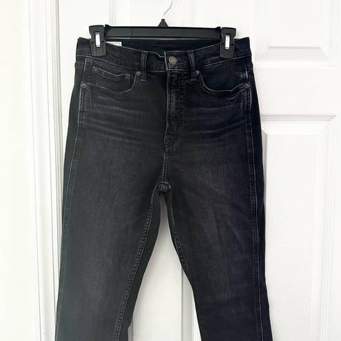 Gap  Denim Washed Black Vintage High Rise Slim Jeans Open Raw Ankle Hem 28 Short