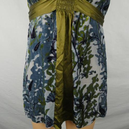 Hale Bob  Silk Blend Tropical Sleeveless Floral Blouse Tie High Waist Velvet XS