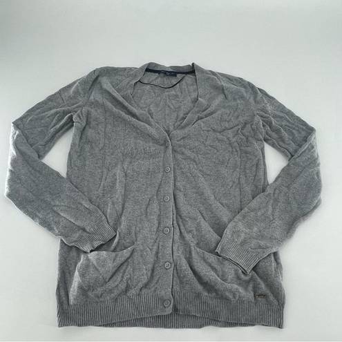 Tommy Hilfiger  Gray Button Front V Neck Cotton Cardigan