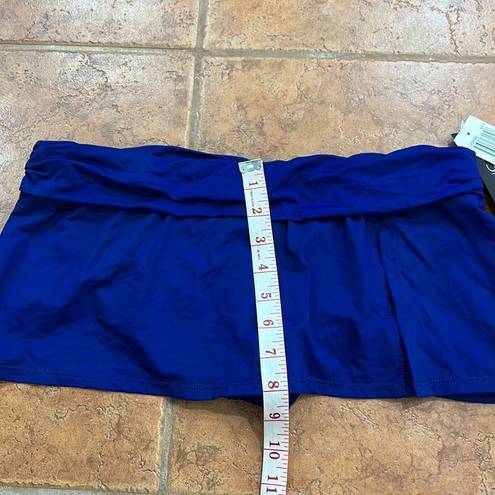 La Blanca NWT  Blue Shirred Samba Slit Skirted Bikini Swim Bottoms Size 8