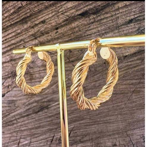 Twisted 18k Gold Plated African  Hoop Earrings Hypoallergenic Unisex Mens Womens