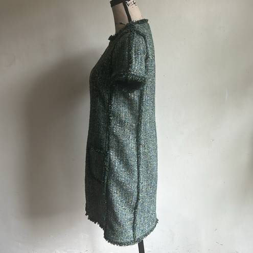 W By Worth  Short Sleeve Fringe Trim Green Dress Size 6
