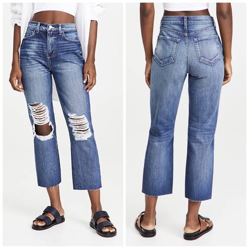 L'Agence NEW  Adele Rigid Slim Stovepipe Jeans Newberry Distressed Crop