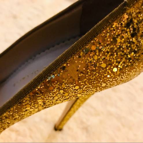 Charlotte Olympia  Gold Glitter Priscilla Platforms