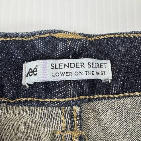 Lee  Slender Secret Lower On The Waist Jeans 10 Short Blue Dark Wash Distressed