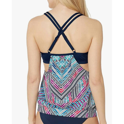 Jag jeans Jag Blue Abstract Swim Tank Top Built-in-Support Boulson Tankini Small NWT $86