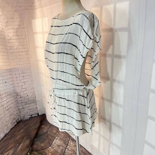 Vix Paula Hermanny  white black striped drawstring waist mini cover up size XS