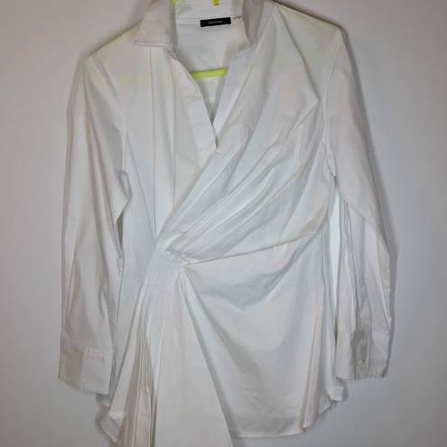 Natori  cotton poplin side drape button doown Blouse White