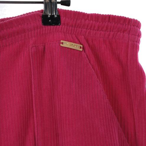 St. John  Sport Marie Gray Wide Leg Pink Corduroy Pull On Pant Medium