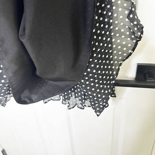 The Loft  Size 14 Pleated A-Line Midi Skirt Black White Polka Dot