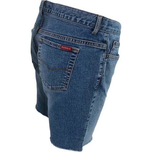 Guess  (32) Women's Y2K Blue Medium Wash Cut Off Bermuda Jean Shorts Denim