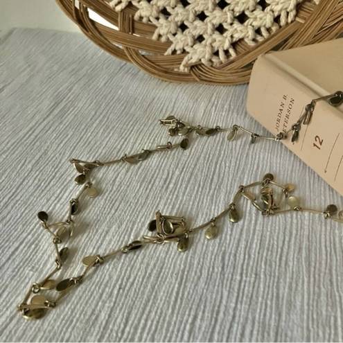 American Vintage Vintage “Mercie” Gold Tone Chain Necklace Extra Long Leaf Detail Bohemian Classic Chunky Gold Chain Jewelry