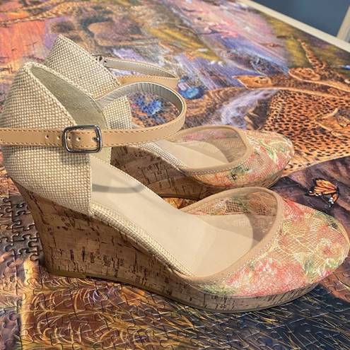 Apt. 9  Lace & Linen Wedges w Ankle Strap-9