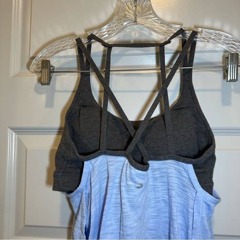 Xersion  Blue/Grey Built In Bra Fitted Active Tank size M