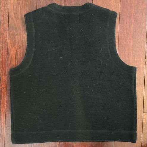 Woolrich Women’s 100% Wool Vest Black Fall Leaves Bear Rustic Country Size M