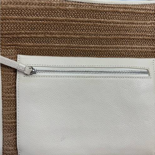 Brighton  Cream & Tan Raffia Leather Shoulder Tote Bag Purse