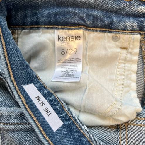 Kensie  Jeans Vintage Luxe Straight Leg Light Wash Raw Hem Denim 12/31 High Rise