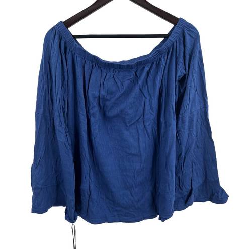 Michael Lauren  Blue Carmelo Bell Sleeve Off Shoulder Top Small New