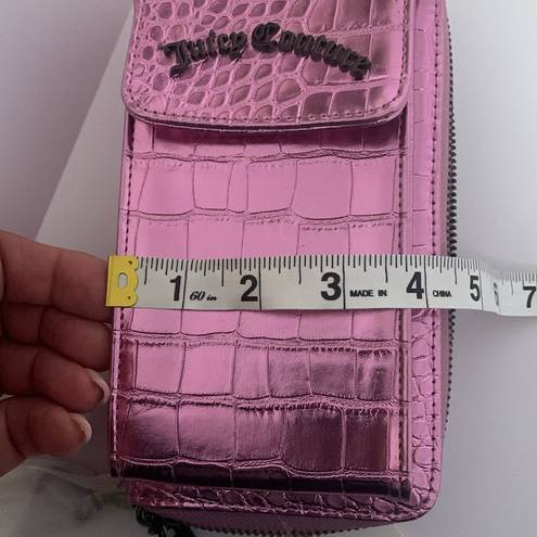 Juicy Couture NWT  SHINY PINK EMBOSSED VEGAN LEATHER PHONE/WALLET CROSSBODY