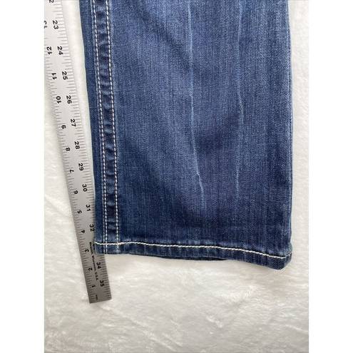 Miss Me  Jeans Womens Sz 28 boot cut blue Denim Embellished Fleur de Lis Pockets