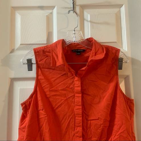 Zac and Rachel  Orange Button Up Sleeveless Top Large