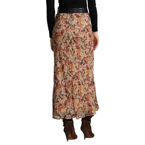 Polo  Ralph Lauren Floral Midi Bias Skirt in Fall Floral Brown 2 Womens Chiffon