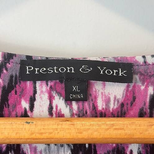 Preston & York  Hot Pink Gray & Black Sleeveless Tank Blouse Size XL