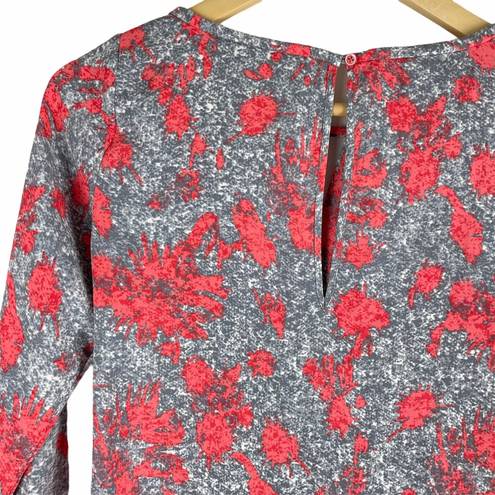 Yoana Baraschi  Printed Faux Wrap Top Blouse Red Gray Size S/M