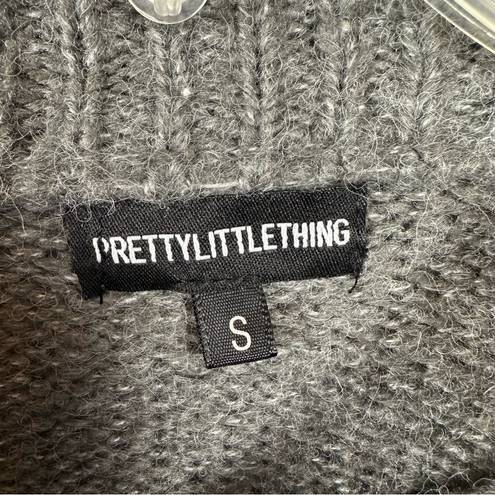 Pretty Little Thing  Embellished Pearls Knit Sweater Turtleneck Gray S