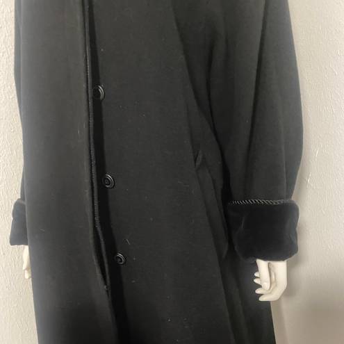 London Fog Vintage Hooded Wool Coat w/ Braided Trim Velvet Inner Lining Sz 16P