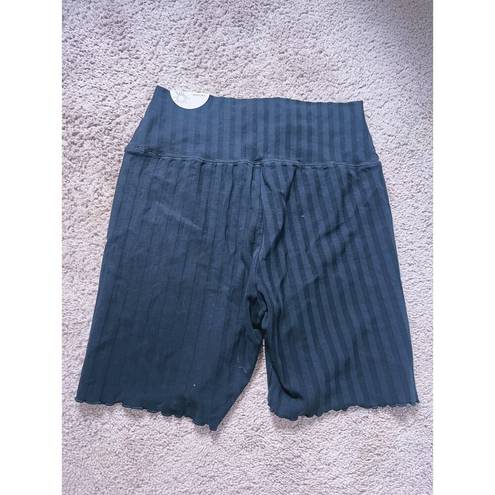 Aerie NWT  Offline Black Ribbed Stripe High Waisted Bike Short 7” Inseam Size XL