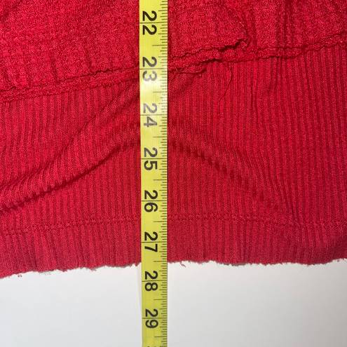 We The Free FP North Shore Red Waffle Knit Oversized Top