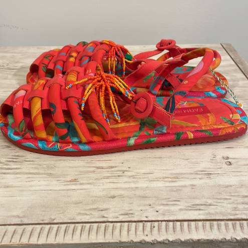 Farm Rio  Tropical Tube Strap beaded sandals NWOT