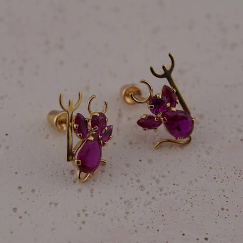 Tehrani Jewelry 14k Real Gold Stud Earrings | Devil Stud Earrings | Birthday Gift | Devil Earrings | Jewelry Essential | Minimal Jewelry |