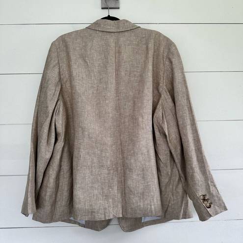 Talbots  Women’s 24W Tan Aberdeen 100% Linen Plus Size Women’s Blazer NWT