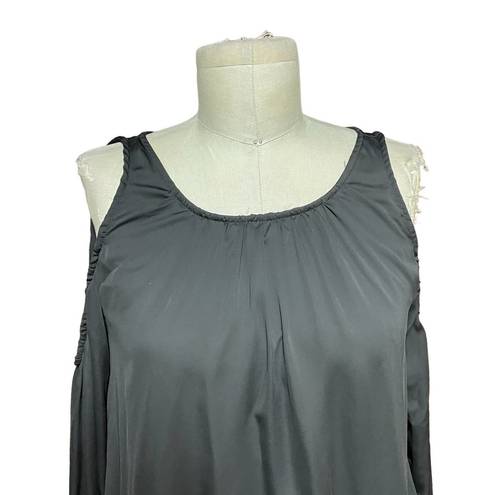 L'Academie  Black Cold Shoulder Satin Long Sleeve Top Size XS