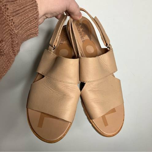 Sorel  Ella ll sling back sandals tan leather size 8