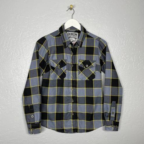 Krass&co Dixxon Flannel  Women S The Bolt Gray Black Yellow Plaid Button Up Shirt