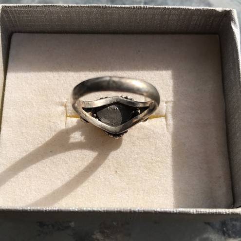 Onyx 925 Silver Black  Heart Ring - Size 7