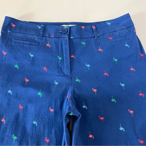 Talbots  Multi Color Flamingo Print Blue Capri Pants Size 8Petite