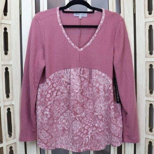 Absolutely Famous  Long Sleeve Waffle Knit Blouse L