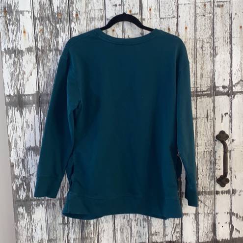 Isabel Maternity  “mama” teal green embroidered crewneck sweatshirt